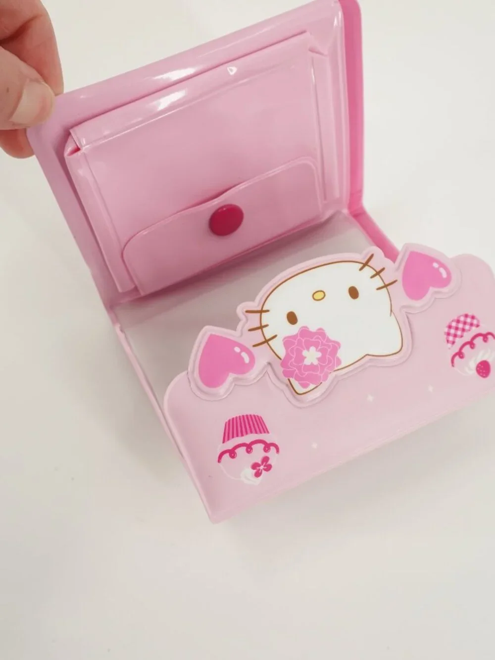 Vintage Sanrio Hello Kitty Tri-Fold Wallet 2011 Pink Cupcake